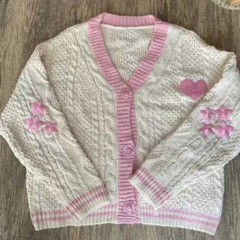 Womens Sweaters Retro celebrity print knitted lover Taylor cardigan sweater womens Swift sweater button up long sleeved jacket oversized Y2K cardigan 