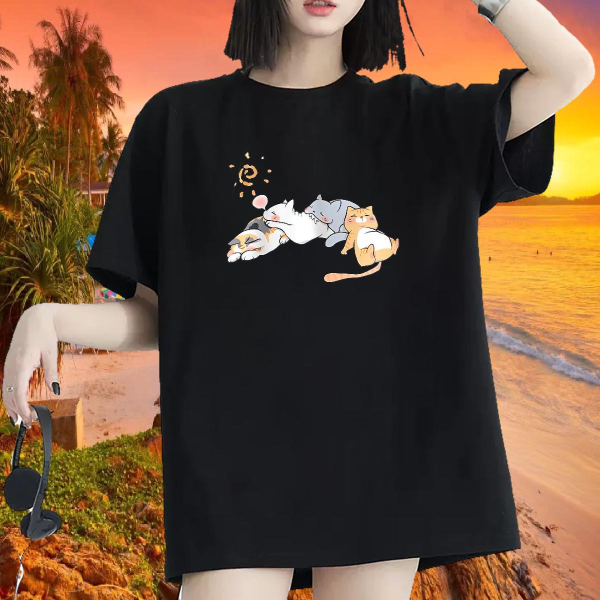 Crew Neck Cotton Breathable T shirt Designer Street Casual Unisex Tshirts Anime Print Soft Tops Tees