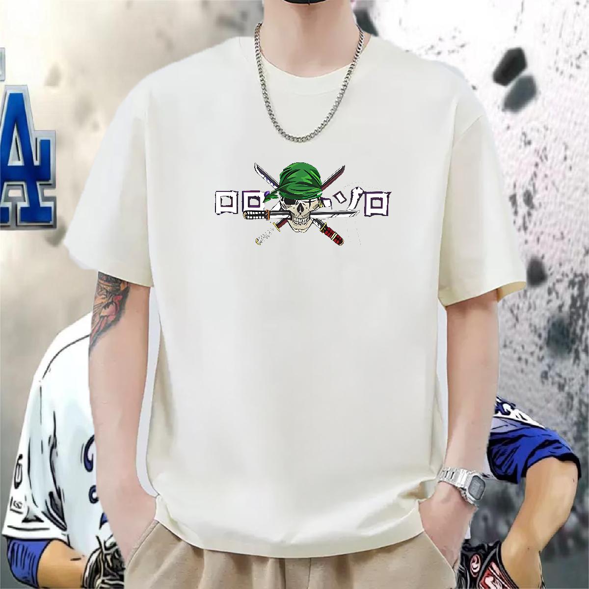 Unisex T shirt Street Wear 180g Cotton Tshirts 2024 Summer Cartoon Print Tees