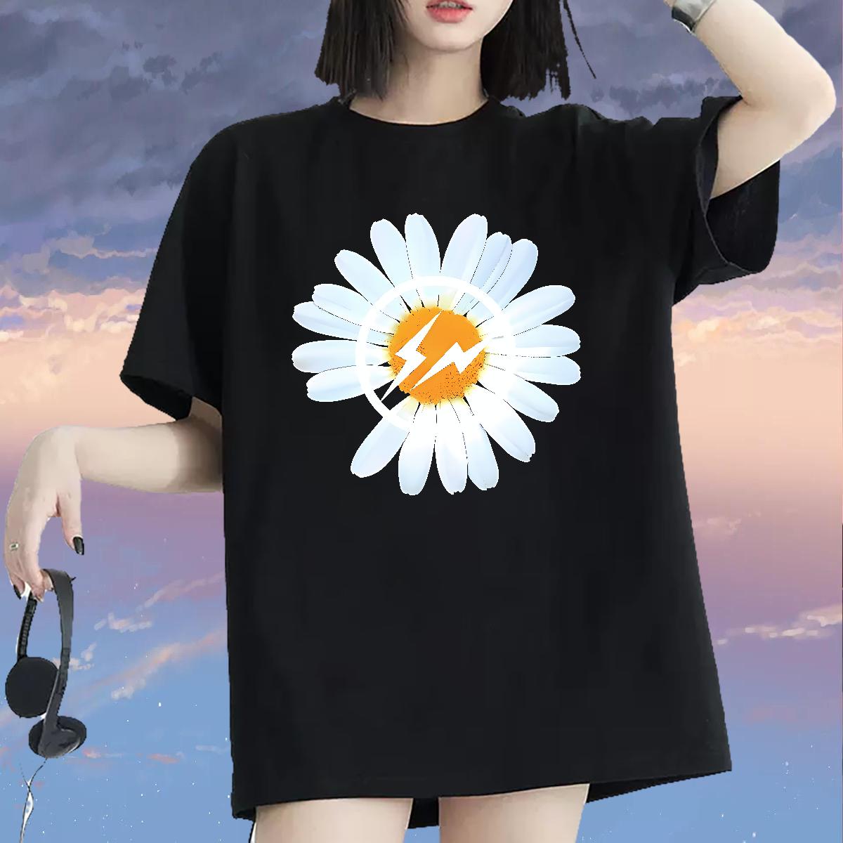 Classic T Shirts Women Short sleeve Cotton Soft Daily Wear Women Tees DIY Anime Printed Wholesale Clothes