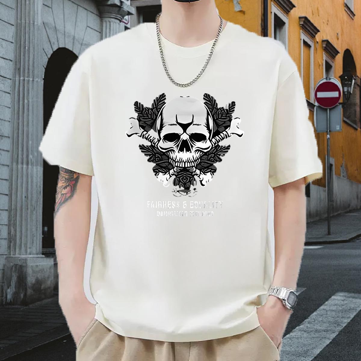 Fashion Casual T-Shirts for Men DIY Beach Mens Tshirts Breathable Crew Neck Cotton Soft