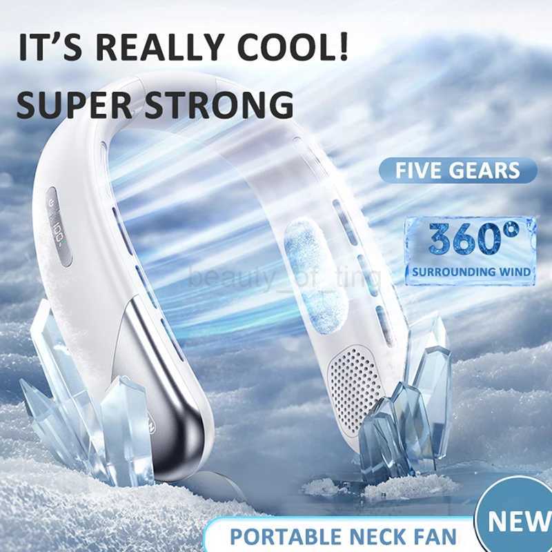 2024 New Portable Air Conditioner Bladeless Neck Fan Mute Portable Fan Air Cooler with LED Digital Display Ultra Long EnduranceCL240712