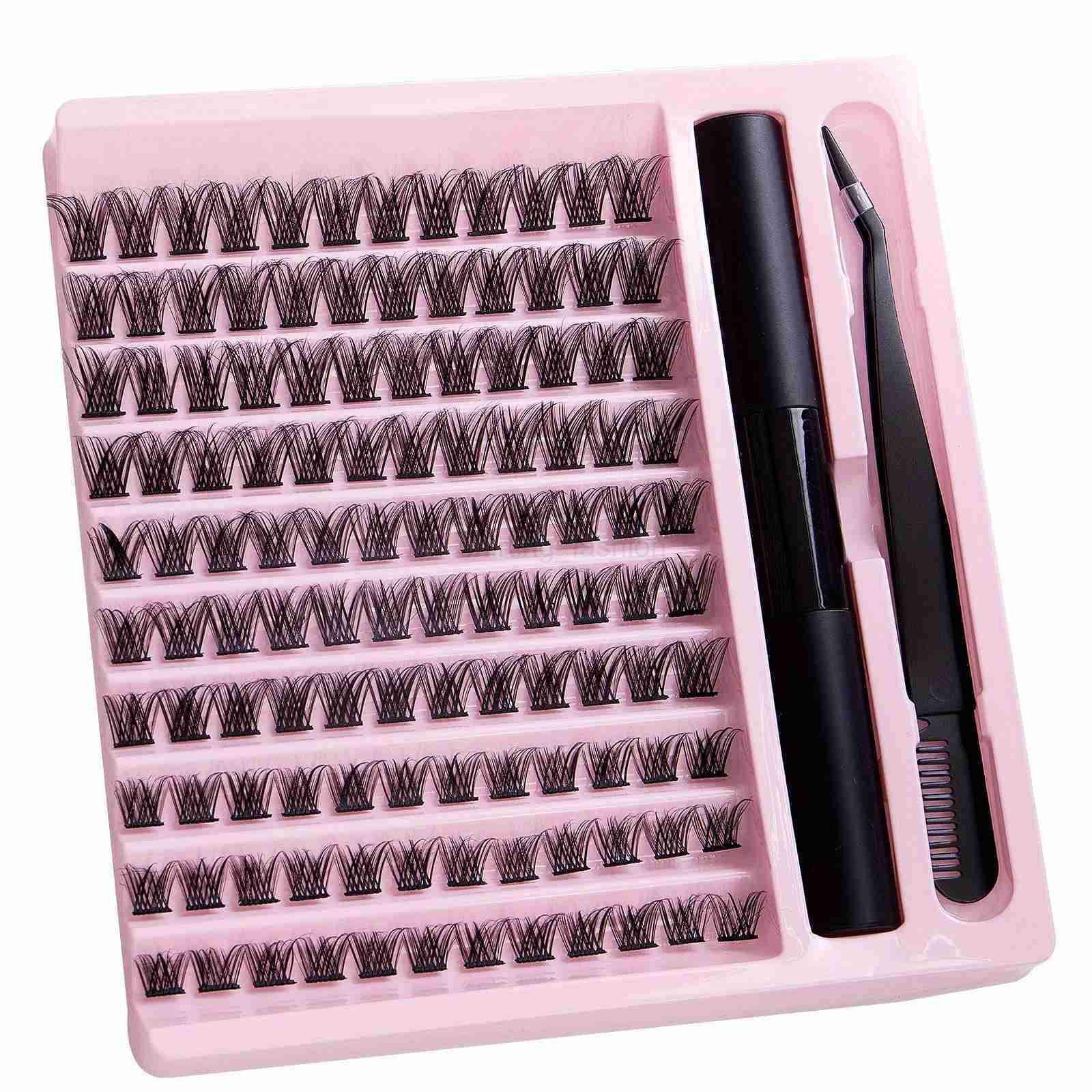 DIY Lash Extension Kit Lash Clusters With Waterproof Strong Hold Lash Bond And Seal And Eyelash Tweezers Lashes Cluster KitCL240713
