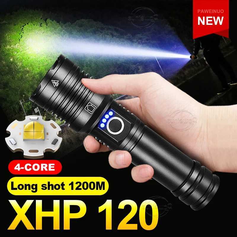 XHP 120 High Power LED Flashlight 18650 26650 Battery Lanterna USB Rechargeable Torch Zoomable Emergency Outdoor Camping Fishing M251117