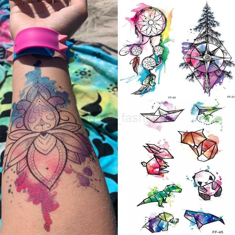 Mandala Flower Waterproof Temporary Tattoo Sticker DIY Black Large Flower Body Art Water Transfer Fake Tattoos Women 1PCSB240713