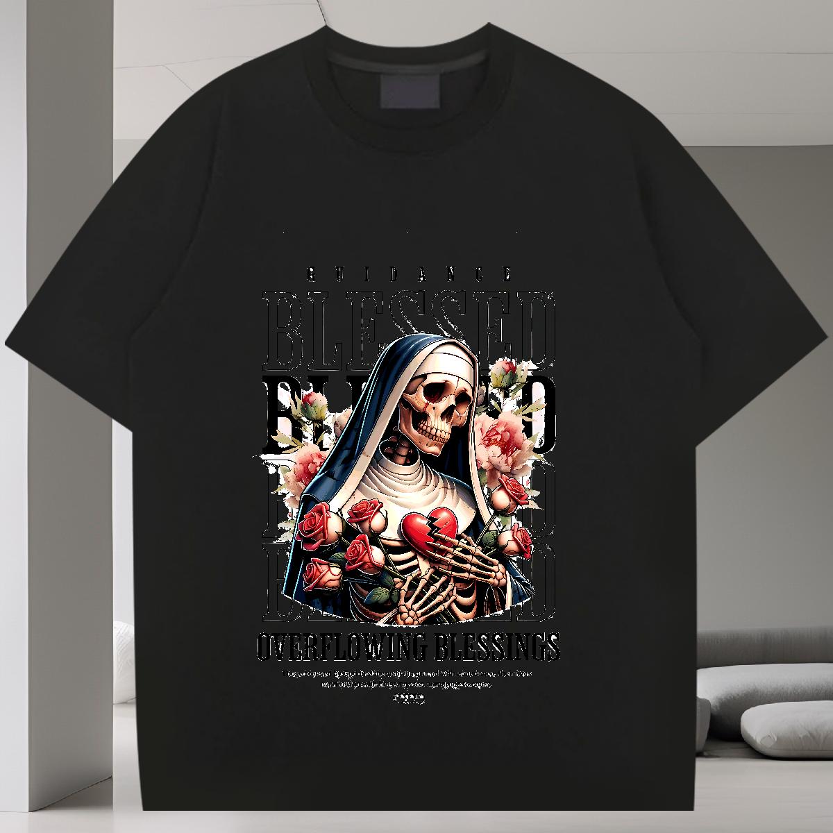 Loose Men Tshirts Crew Neck Cotton Breathable Anime Printing Street T Shirts Men Black Oversized Fashion Design Top Tees