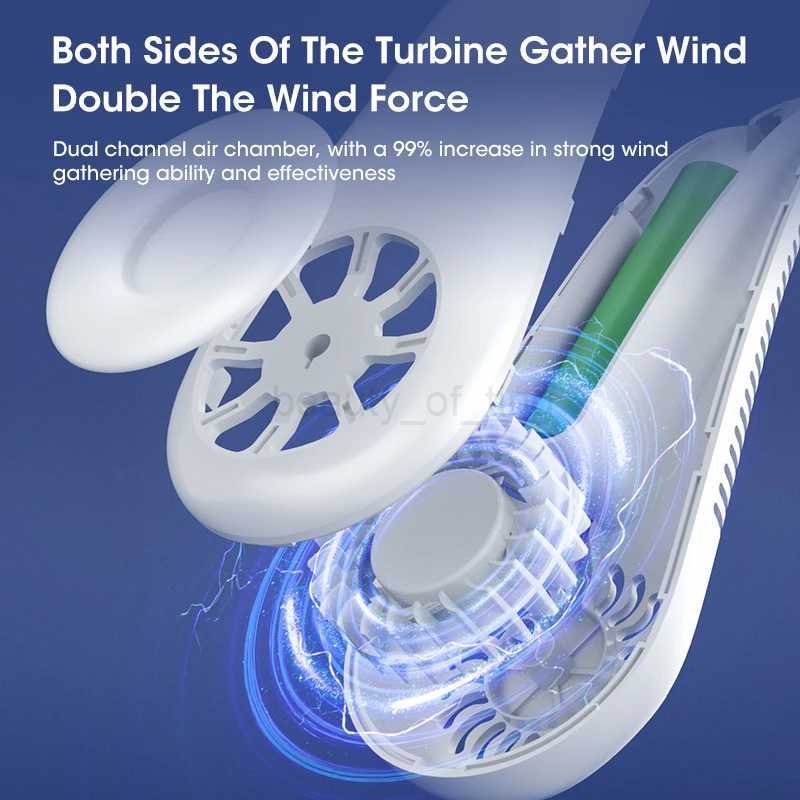 Summer Mini Hanging Neck Fan Leafless Portable Fan with Power Bank USB Rechargeable Air Cooler Electric Fan for Outdoor SportsCL240712