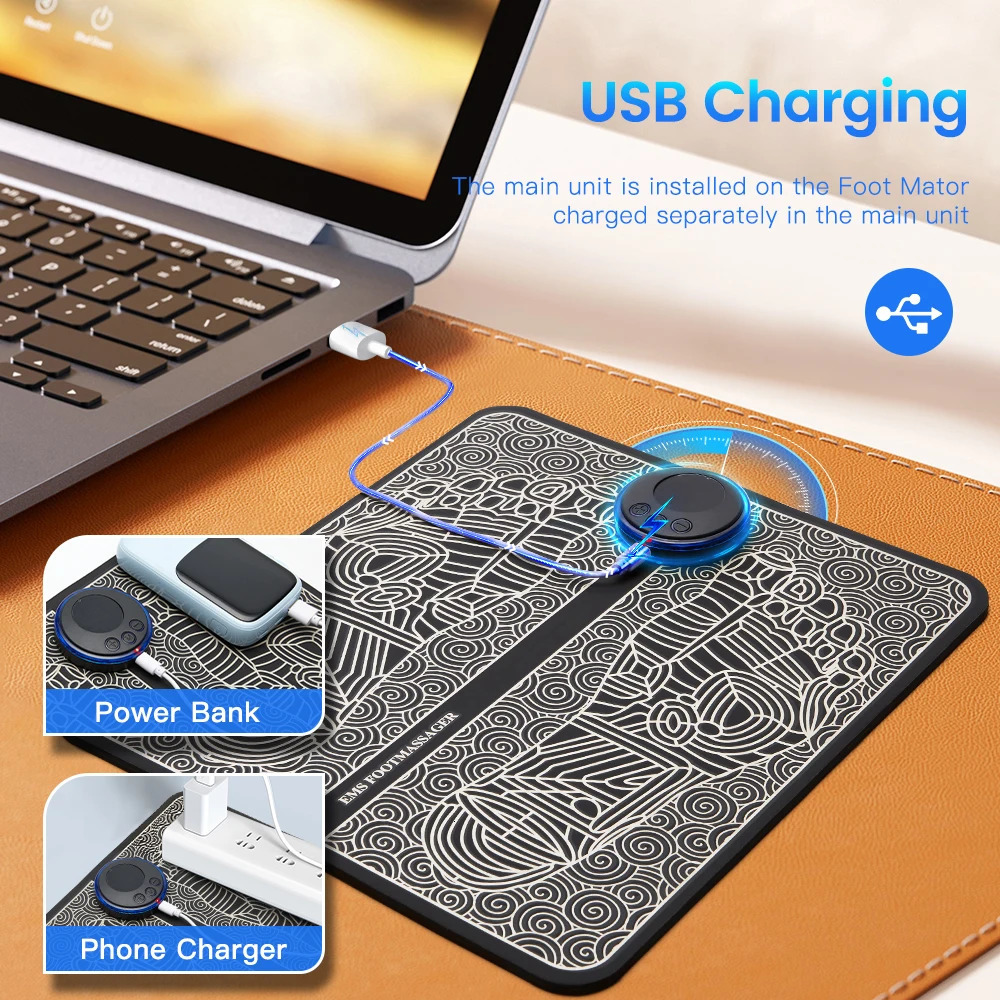 Electric Foot Massage Pad EMS Neck Massager Rechargeable Foot Massage Pad Home Massage Tool Relieves Foot and Neck Pain 240713