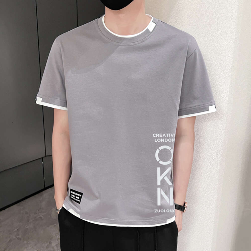 2024 New Summer Men's Loose Clothing Trendy Brand Student Short Top Round Neck 100% Cotton Half Sleeve T-shirt