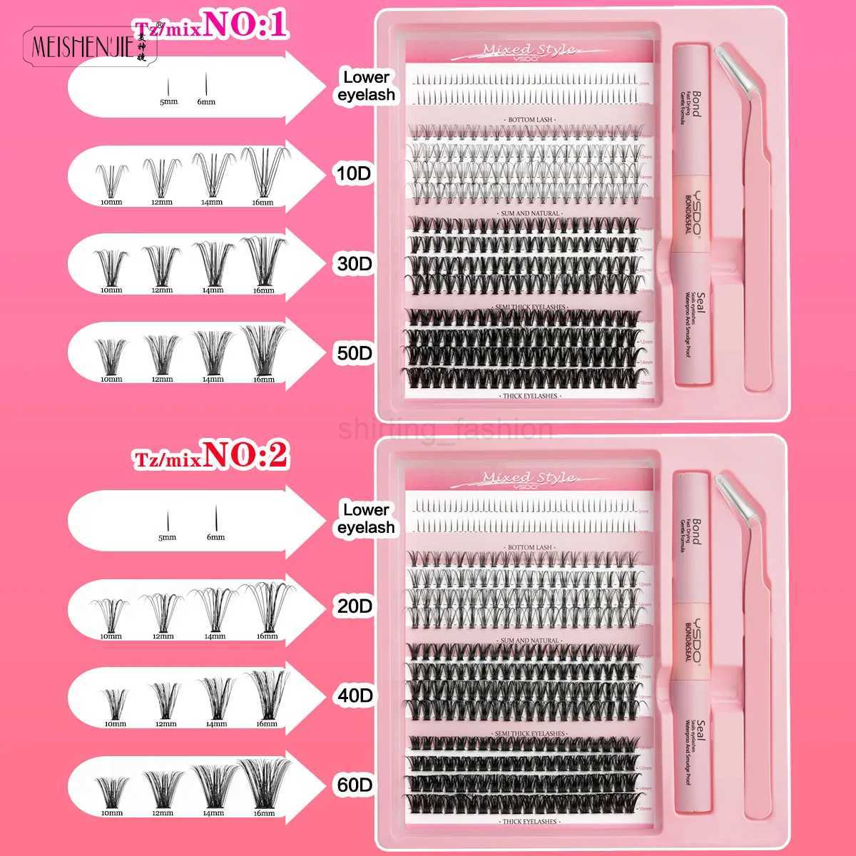 DIY Lashes Kit Clusters Fluffy Dramatic Thick Volume Eyelashes Natural Lashes Bond And Seal Fake Lashes Individual Lashes KitCL240713