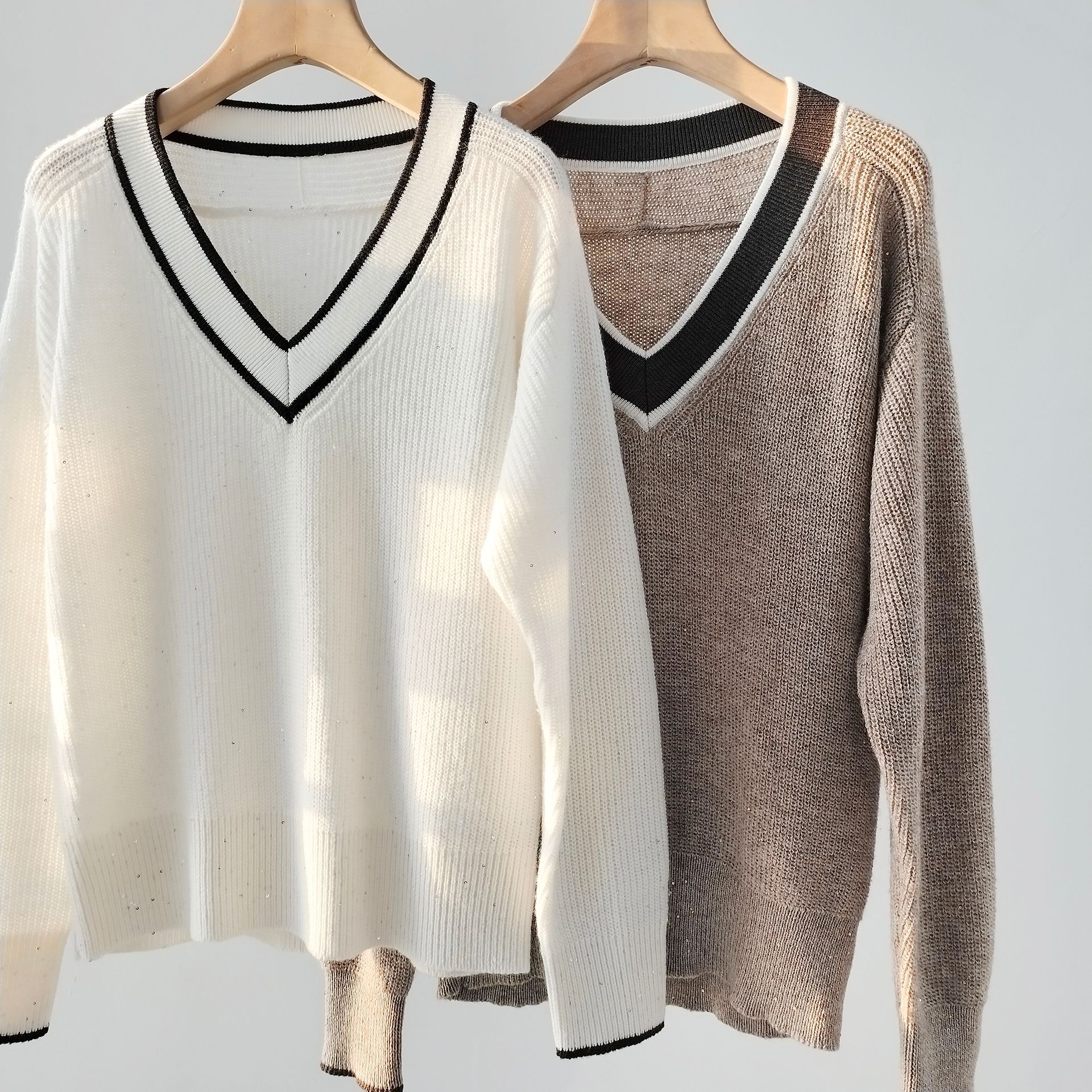 BC Cashmere mixed with Designer Brand High end BC Knitted Jacket Women's Autumn Wear Lao Qian Feng Heavy Industry Fish Scale Shining