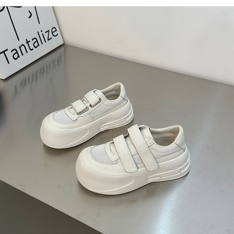 Ddmyoutdoor Soft Thick Sole Spring White Height Increasing Versatile Casual Fashion Sponge Cake Big Head New Mesh Panel Shoes For Women