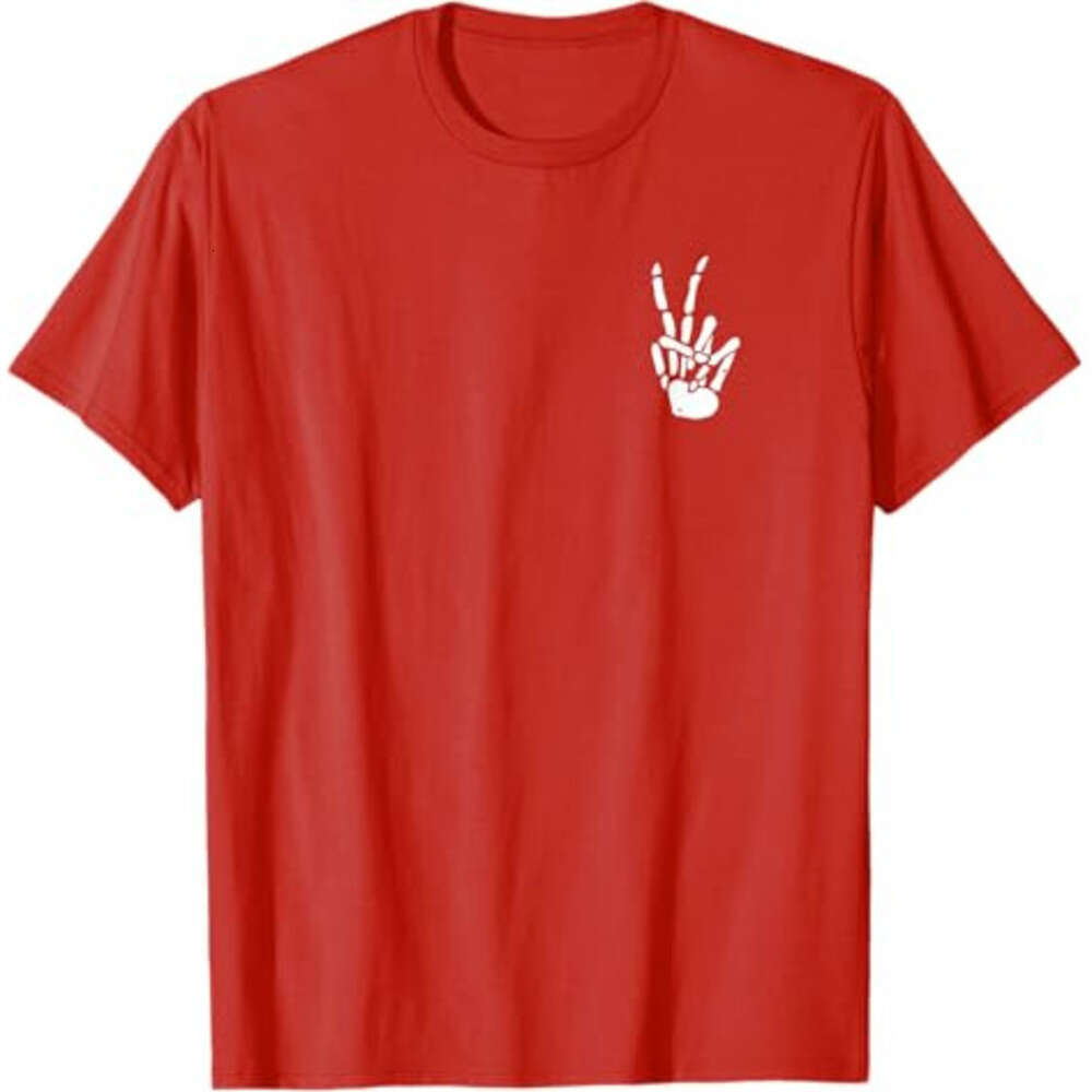 Halloween T shirt for Mens Hip Hop Skeleton Hand Peace Sign Bone T-Shirt Street Casual tops Tee tshirt designer fashion clothes Free shipping