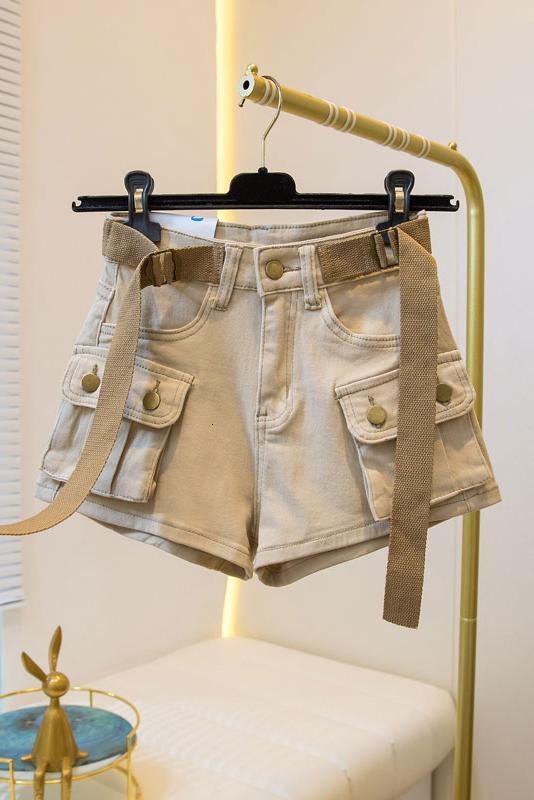 American sweet and cool spicy girl workwear shorts pure desire to look thin khaki hot pants 2024 summer new women's clothing