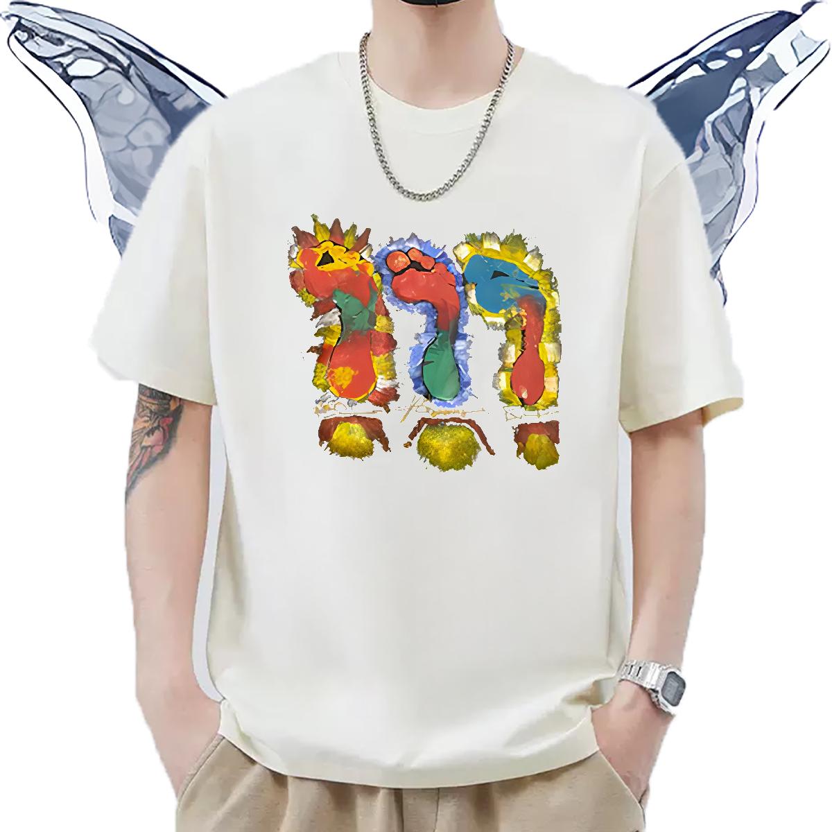 Soft Couples T Shirts Short Sleeve Cotton O-Neck Anime Printing Street Man T Shirts Oversized DIY Clothings