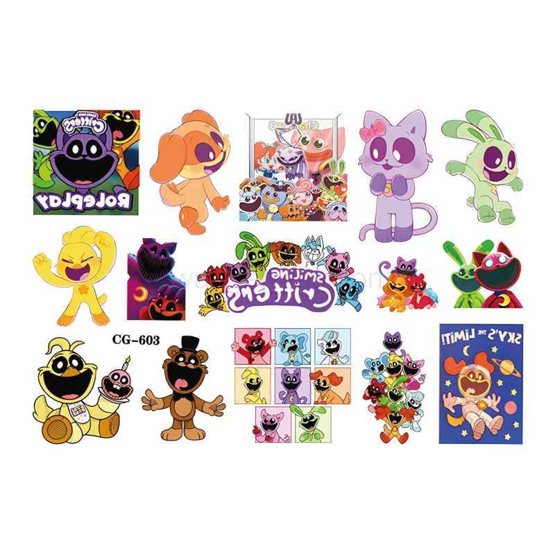 1Pcs Smiling Critters Tattoo Stickers Temporary Tattoos For Kids Birthday Party Supplies Favors Cute Tattoos Stickers DecorationB240713