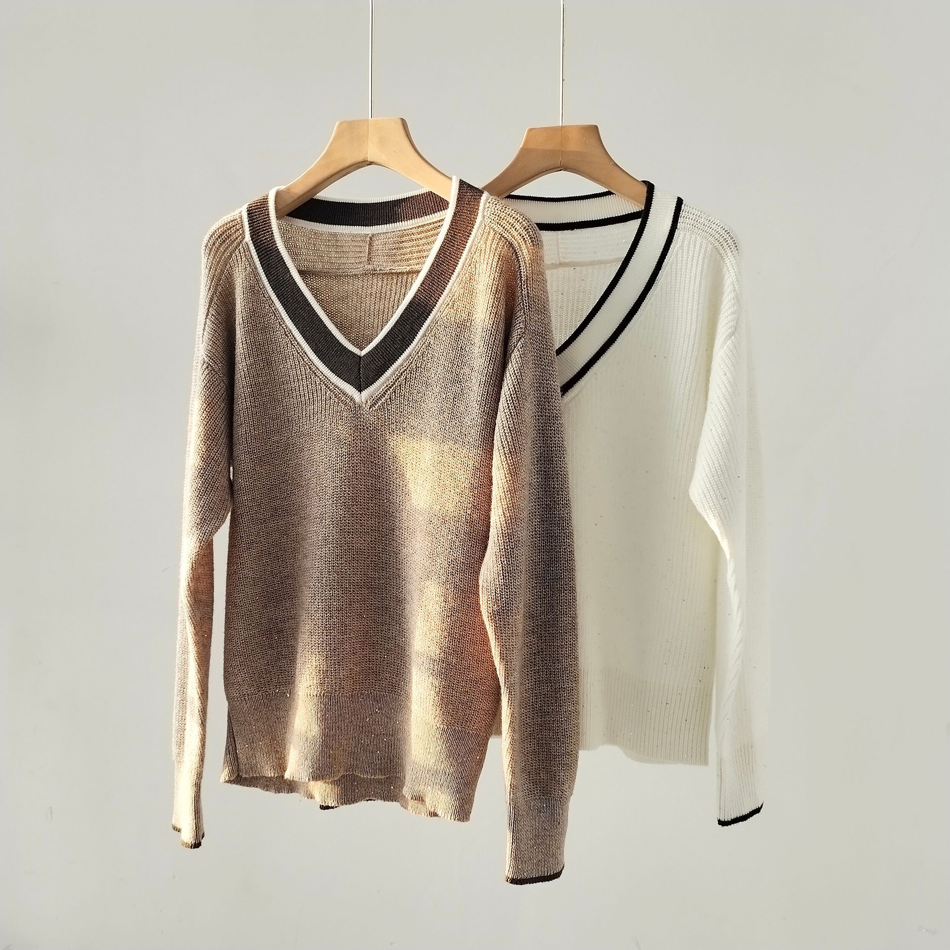 BC Cashmere mixed with Designer Brand High end BC Knitted Jacket Women's Autumn Wear Lao Qian Feng Heavy Industry Fish Scale Shining