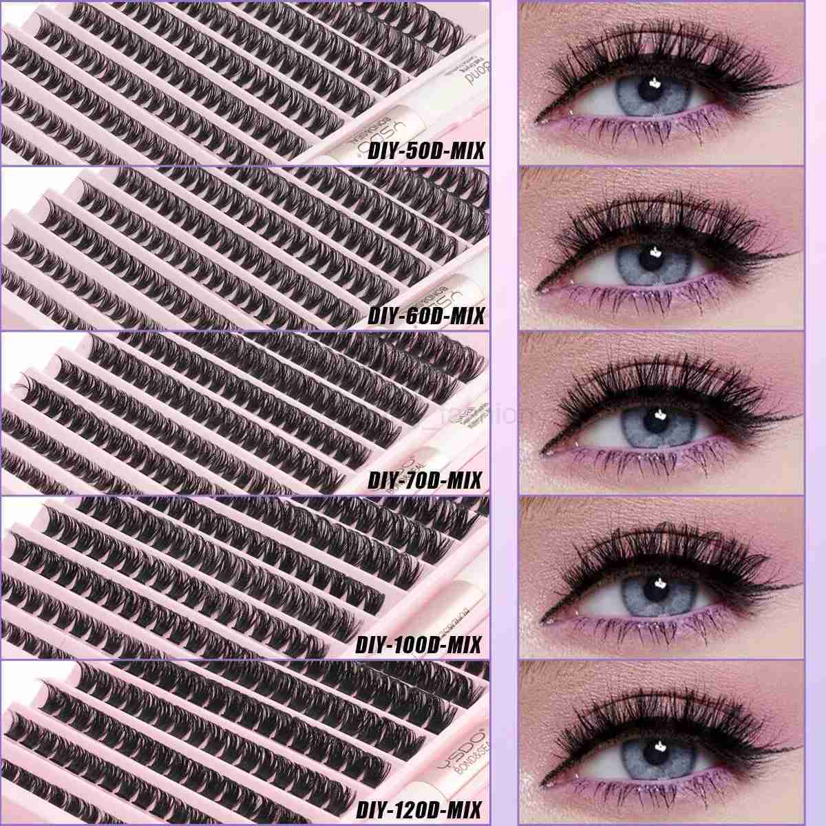 Individual Lashes 10 Rows False Eyelashes Set Grafting Lashes 8-16 mm DIY Cluster Lashes Glue Tweezer Eyelash Extensions MakeupCL240713