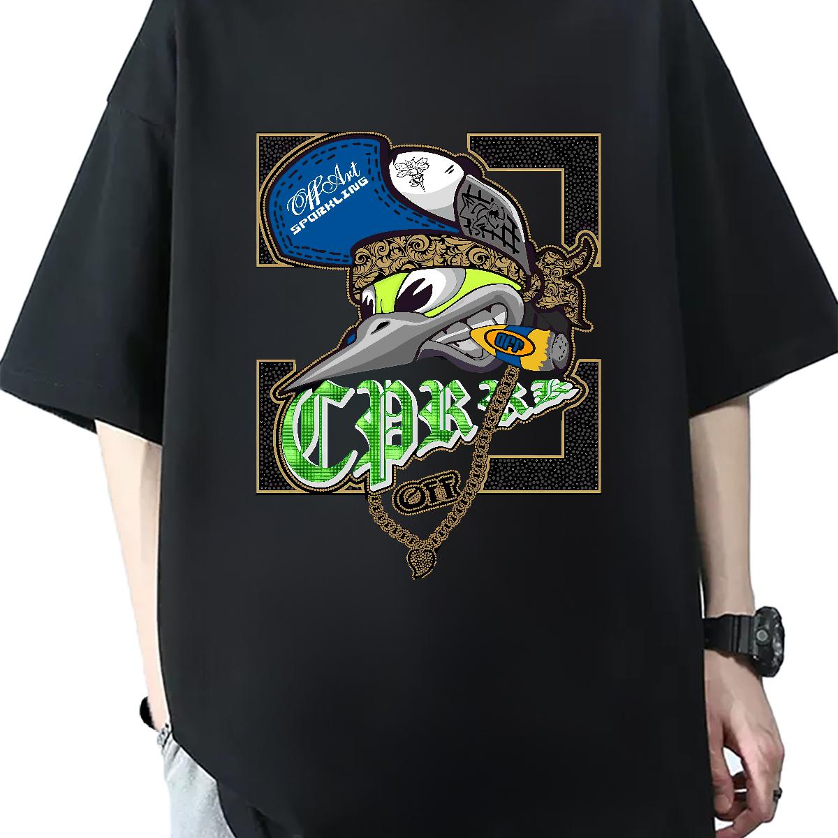 Loose Fit T-Shirts for Men Summer Casual Breathable Short Sleeve Tshirts Custom Cartoon Printing S-3XL Tees