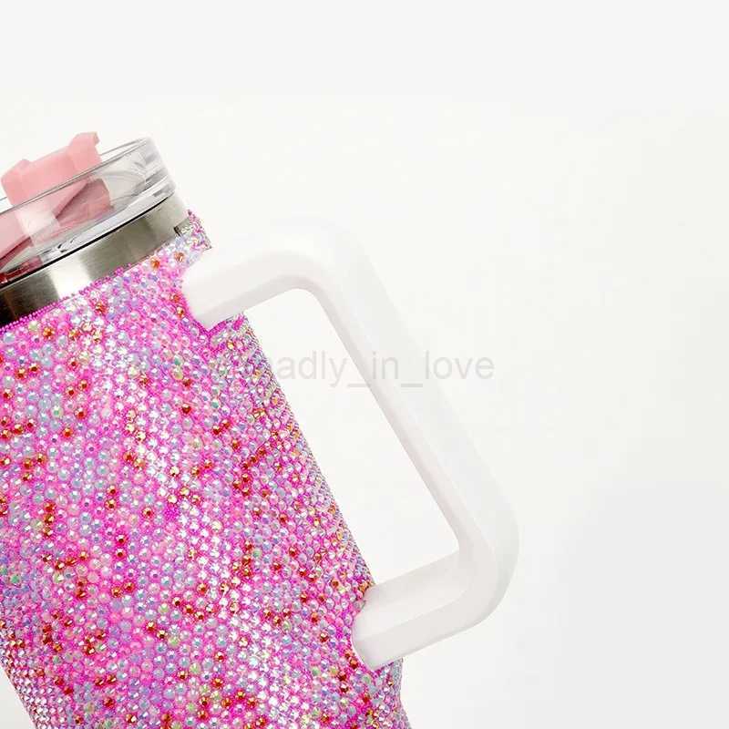 40oz Diamond Tumbler Water Bottle Large Capacity Shiny Rhinestone Vacuum Cup Outdoor Travel Car Thermoses Coffee Mug DrinkwareM240713