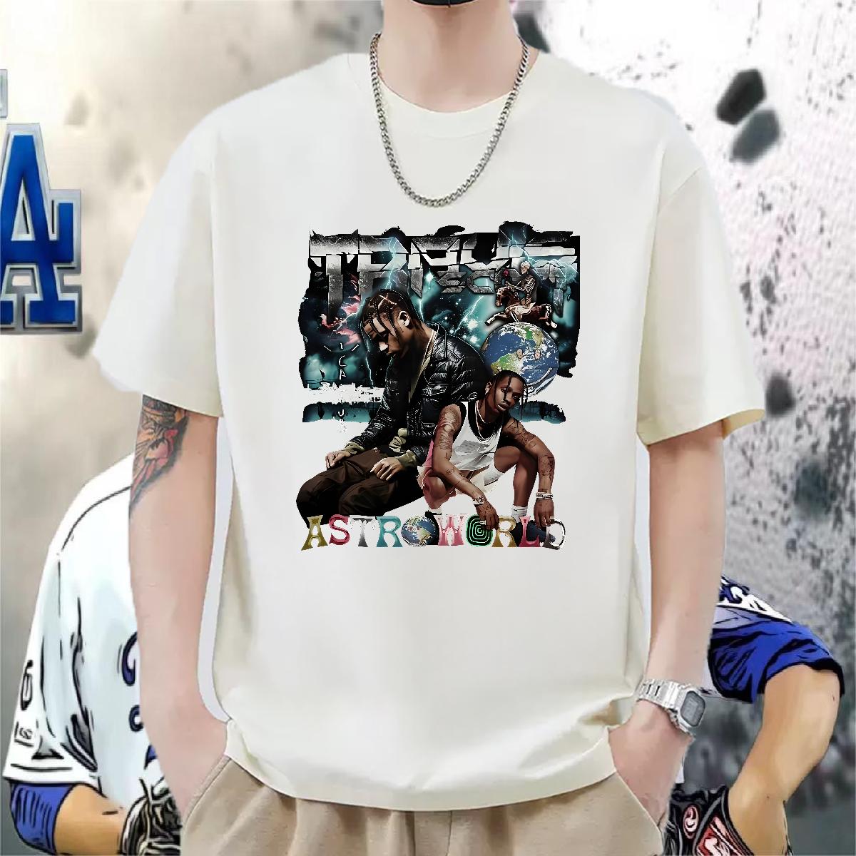 Loose Fit T Shirt For Man High Street Hip Hop Breathable Crew Neck Cotton Men Clothes T-Shirt Classic Casual Cartoon Print Tshirts