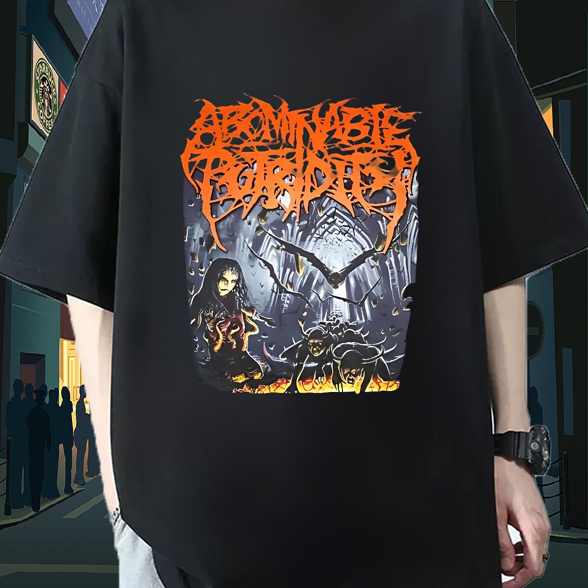 Wholesale T Shirts Men Anime Print Tshirts High Street Hip Hop 180g Cotton Comfortable Clothes