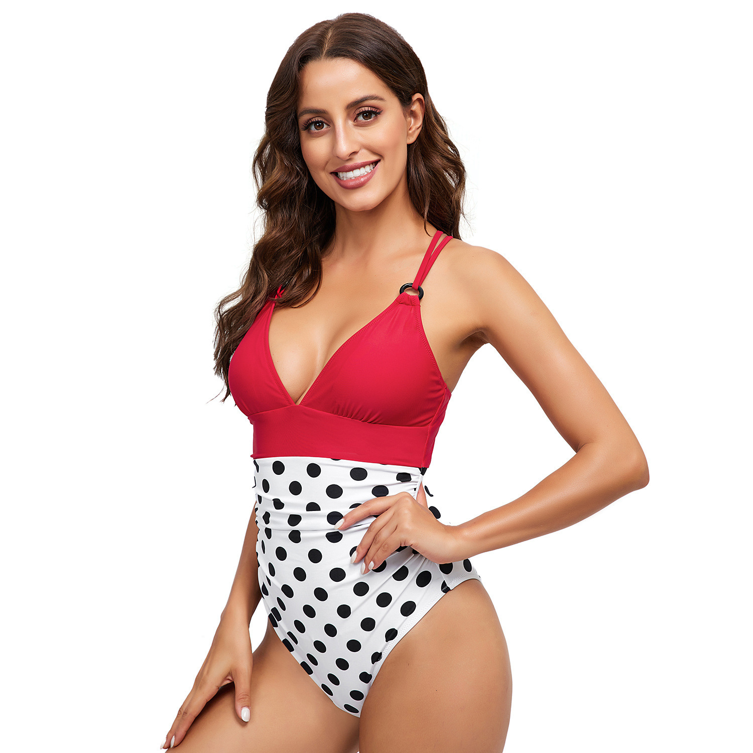 Popular 2023 New Style with Loop Closure, Backless, Sexy Color Blocked Suspender, One-piece Swimsuit for Women Temperament Bifurcated Loose Waist Sexy