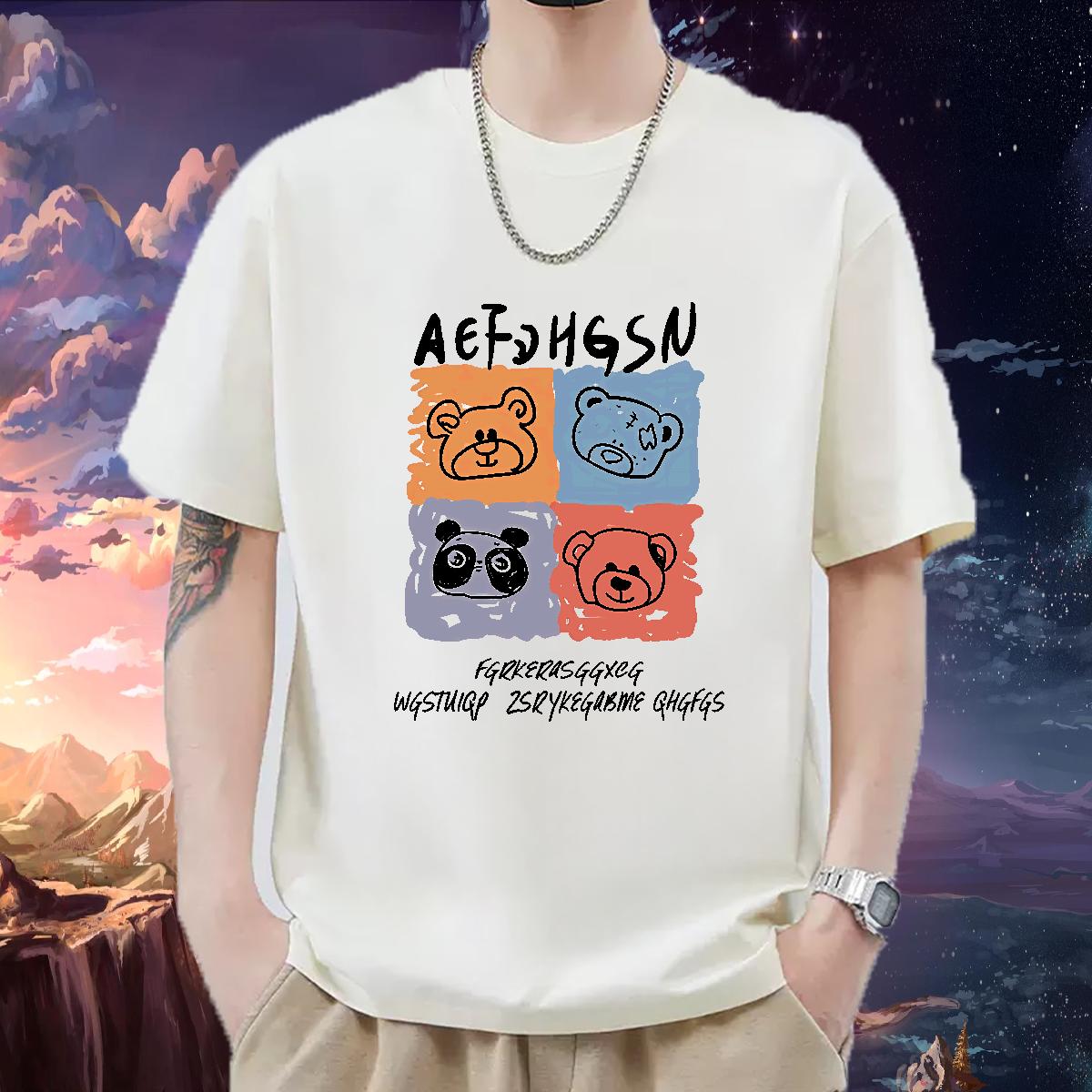 Classic T shirt Casual Daily Wear Short Sleeve Cotton O-Neck Men Tees Designer Oversized Tee Shirt