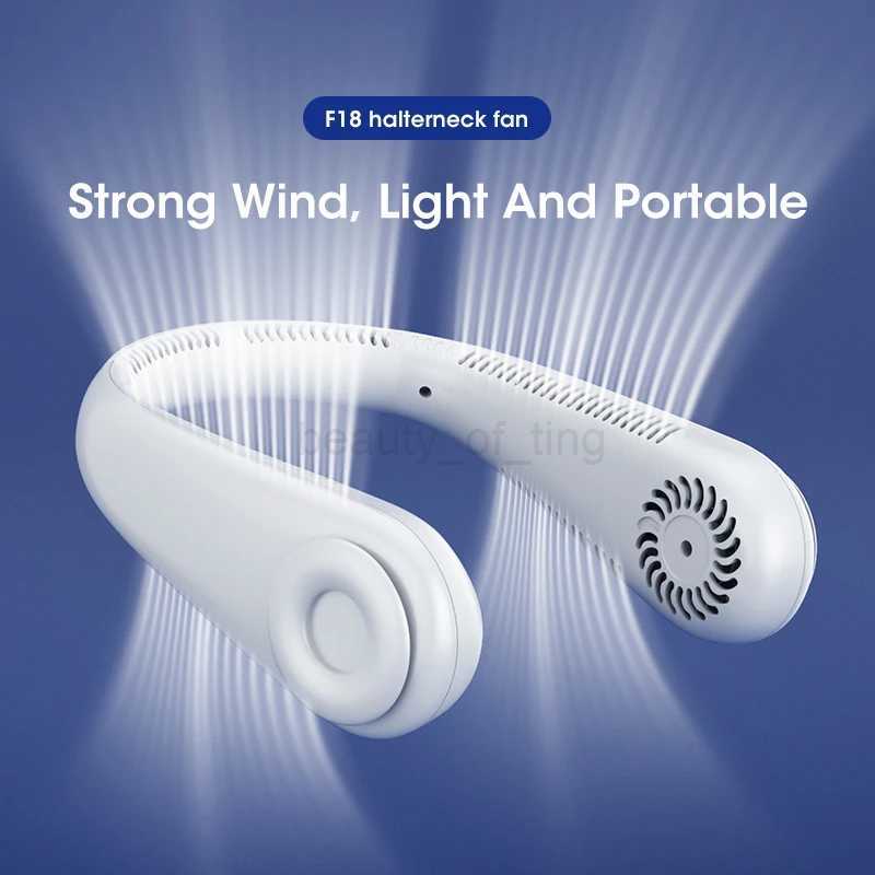 Summer Mini Hanging Neck Fan Leafless Portable Fan with Power Bank USB Rechargeable Air Cooler Electric Fan for Outdoor SportsCL240712