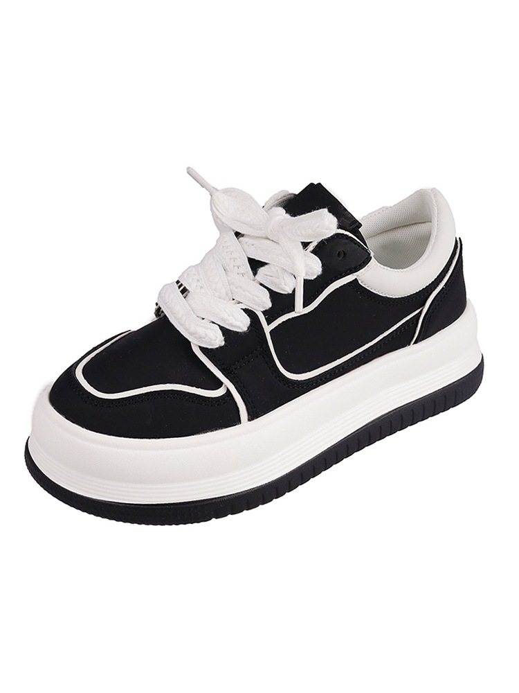 Designer Black White New Round Toe Versatile Casual Shoes For Women In Spring Autumn And Winter Free Shipping