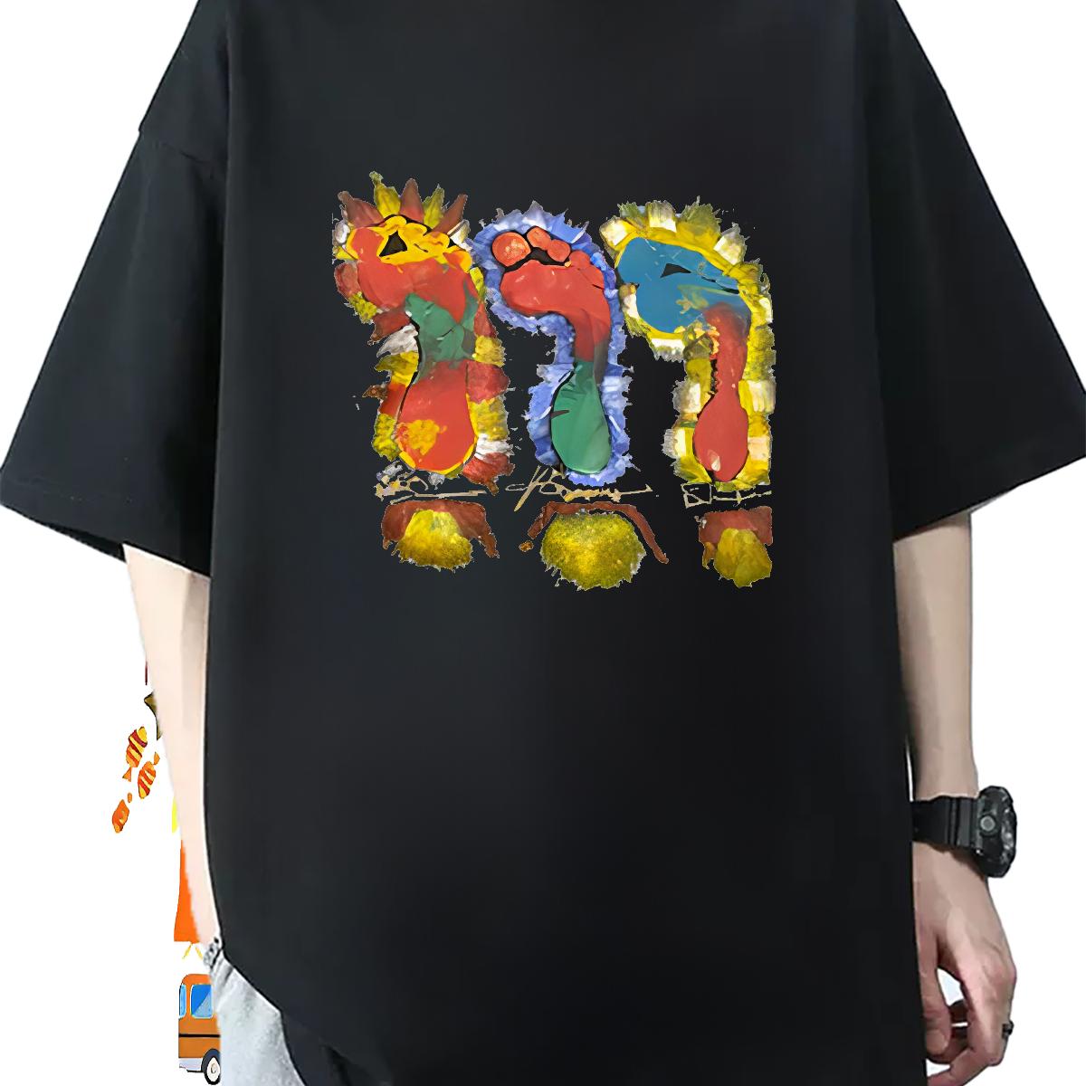 Loose Couples T Shirts Breathable Short Sleeve Hip Hop Street T-Shirts for Men Anime Print Stylist Clothes