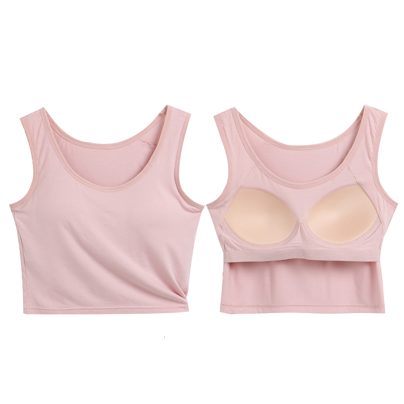 Designer summer camisole skirt thin design with long sock pads outer short top lingerie bra wide shoulder straps vst style single