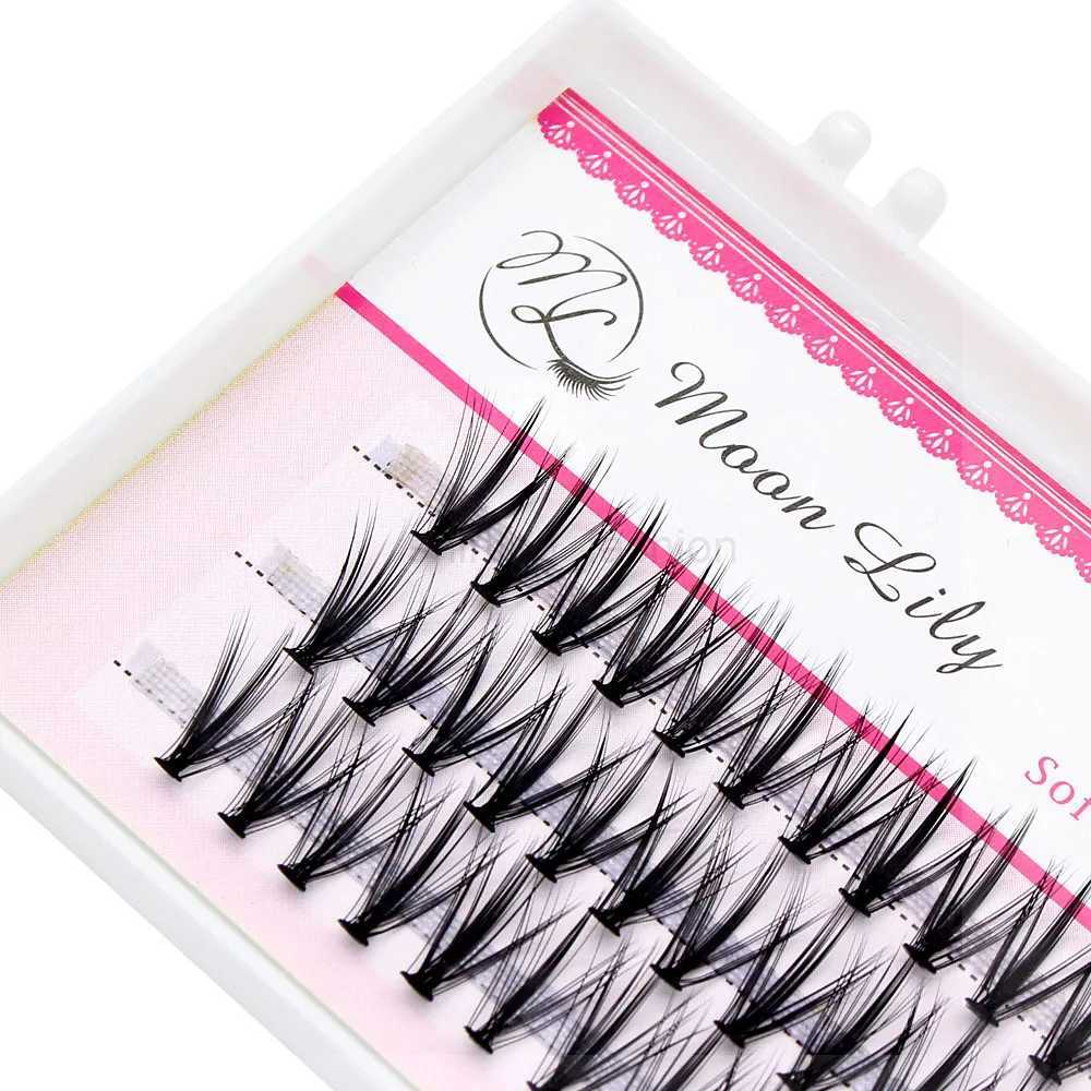 Moonlily 60pcs Silk Makeup Individual Mink EyeLashes 3D Volume Grafting Fake False Black Cluster Eyelash Extensions Lash BuncheCL240713