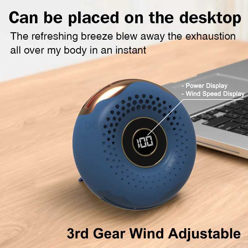 Fashion Portable Bladeless Donut Shape Hanging Neck Fan MINI USB Charging Mute Sports Handheld Neck Fan For Outdoor Sport TravelCL240712