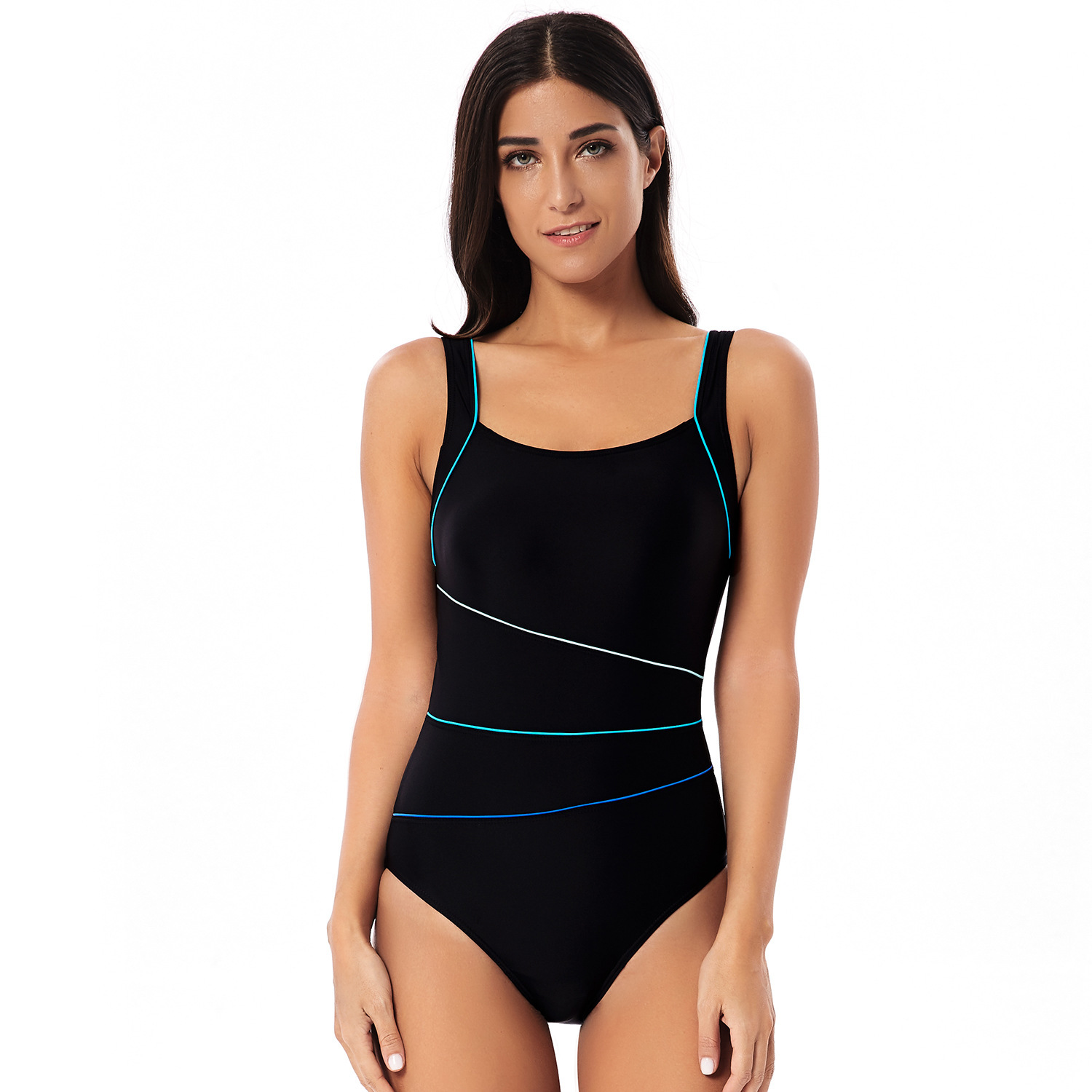 Tank New Product New Arrival Retro French Sleeveless Leisure Time Solid Conservative in Competitive Sports, Slim Fit One-piece Swimsuit for Women Loos