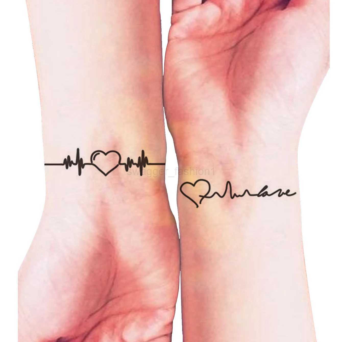 30pcs Waterproof Temporary Tattoo Sticker Black Small Pattern Feather Heart Bird Expression Body Art Arm Fake Tattoos Women MenB240713