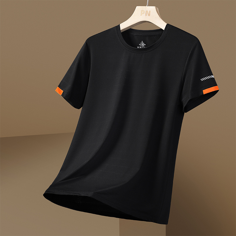 Self operated cloud warehouse summer new feeling cooling elastic ice silk short sleeved casual versatile T-shirt for men