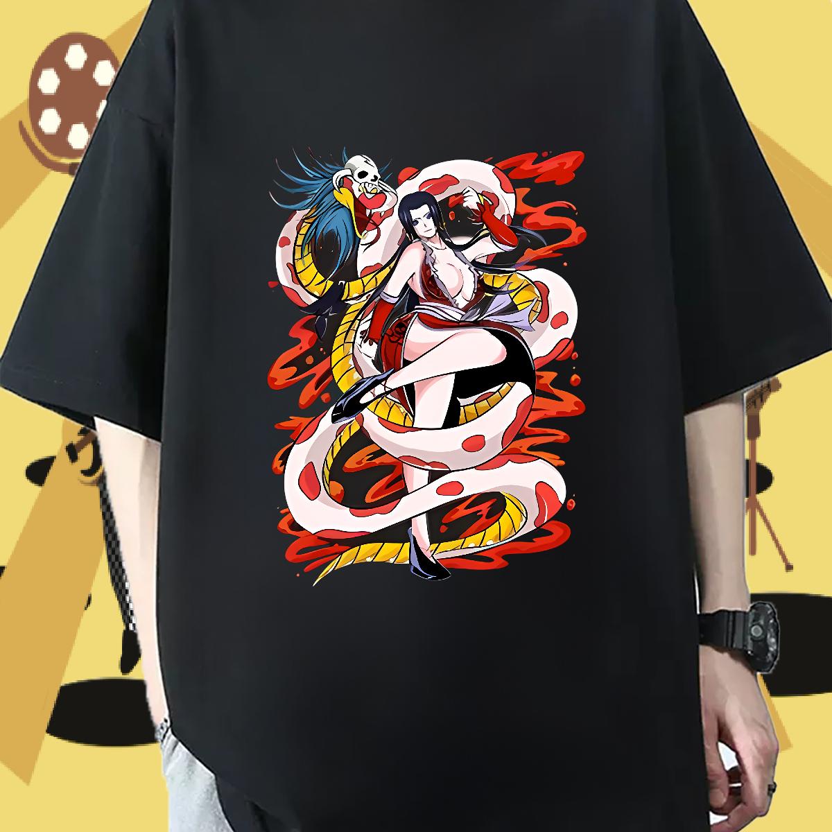 2024 T-Shirts for Men Black Oversized Anime Printing Street Men Tshirts Round Neck Short Sleeve Unisex