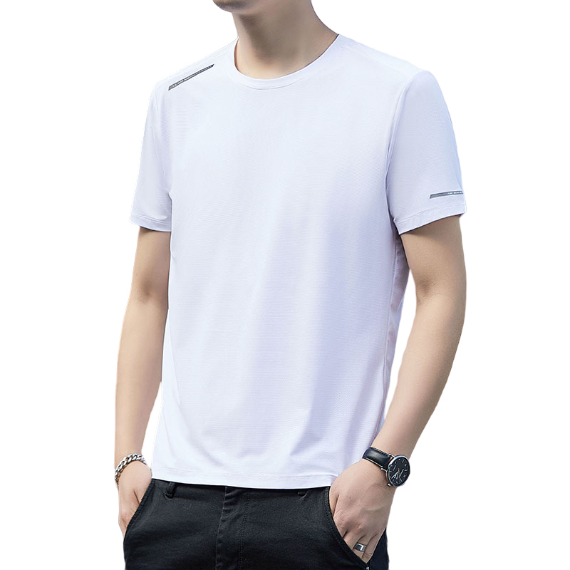 Lighing delivery new casual running sports short sleeved T-shirt ice silk fiess half sleeve men's quick drying round neck 2024 t blood