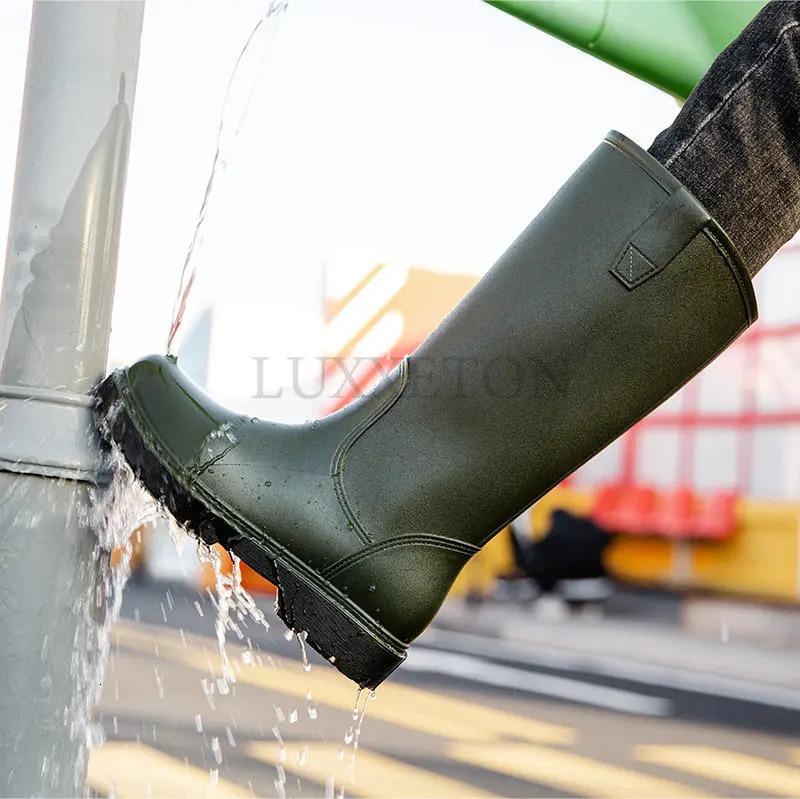 Mens Rain Boots Long Tube Water Shoes Non-slip Waterproof Safety Work Shoes Platform Knee-high Rainboots Galoshes Fishing Shoes 240626