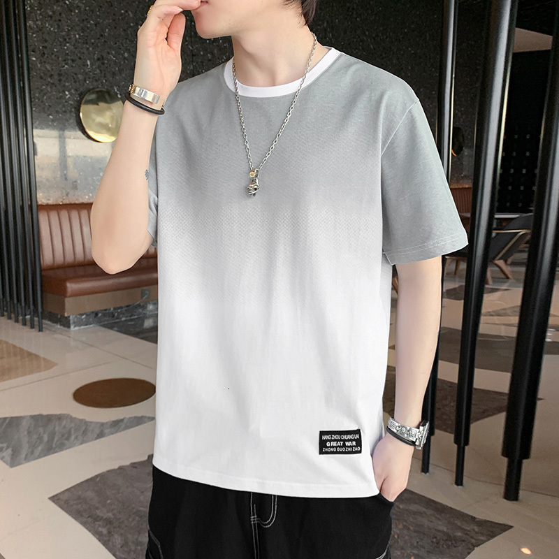 100% pure cotton short for men's summer trend, loose fit, handsome, student casual half sleeved T-shirt