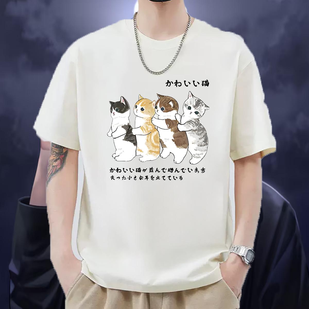Custom Men T Shirts Anime Print Casual Daily Wear Men Clothes T-Shirt Cotton Breathable Wholesale