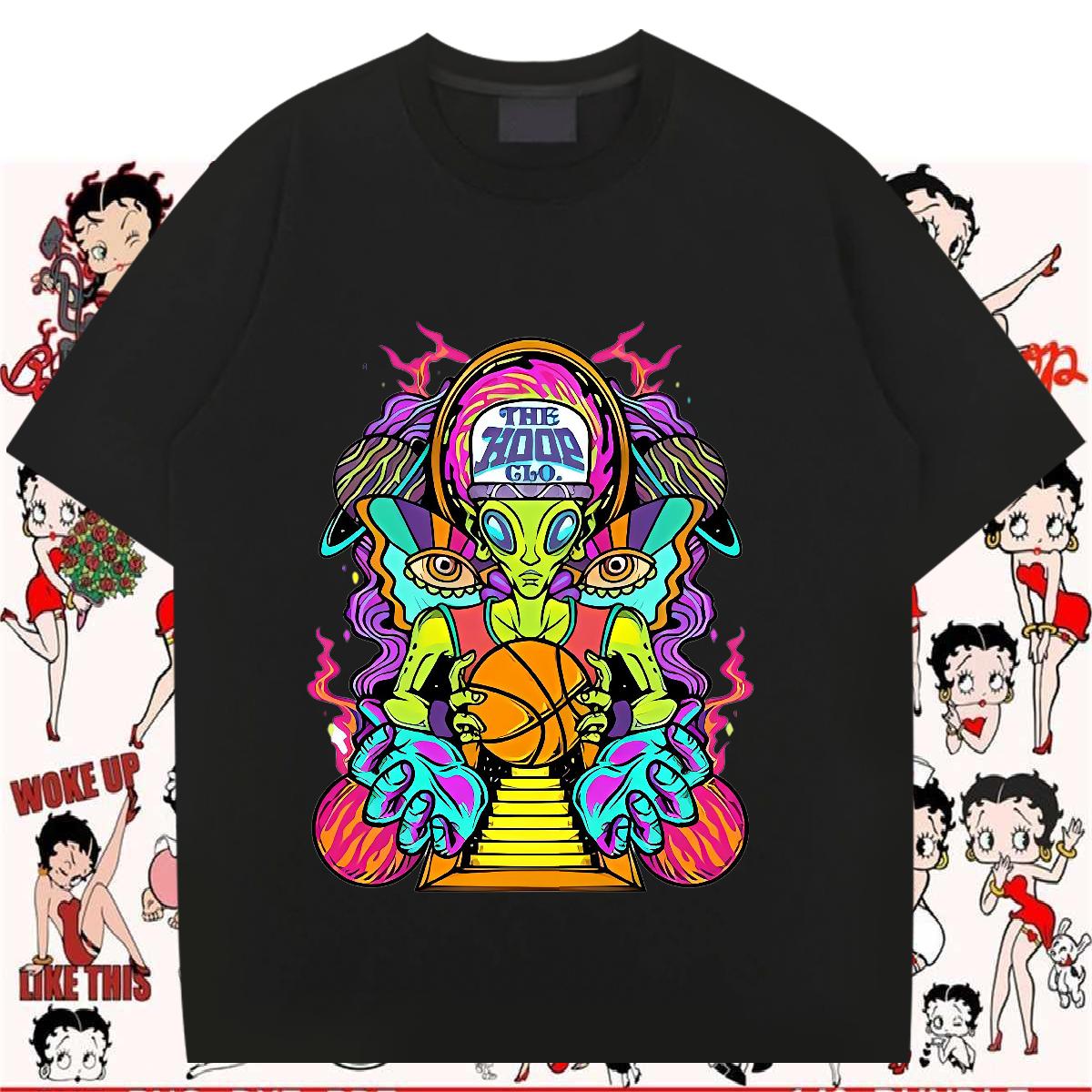 Loose Men Clothes T-Shirt Cotton O Neck Short Sleeves Sport T shirt Custom Cartoon Classic Tops Shirt