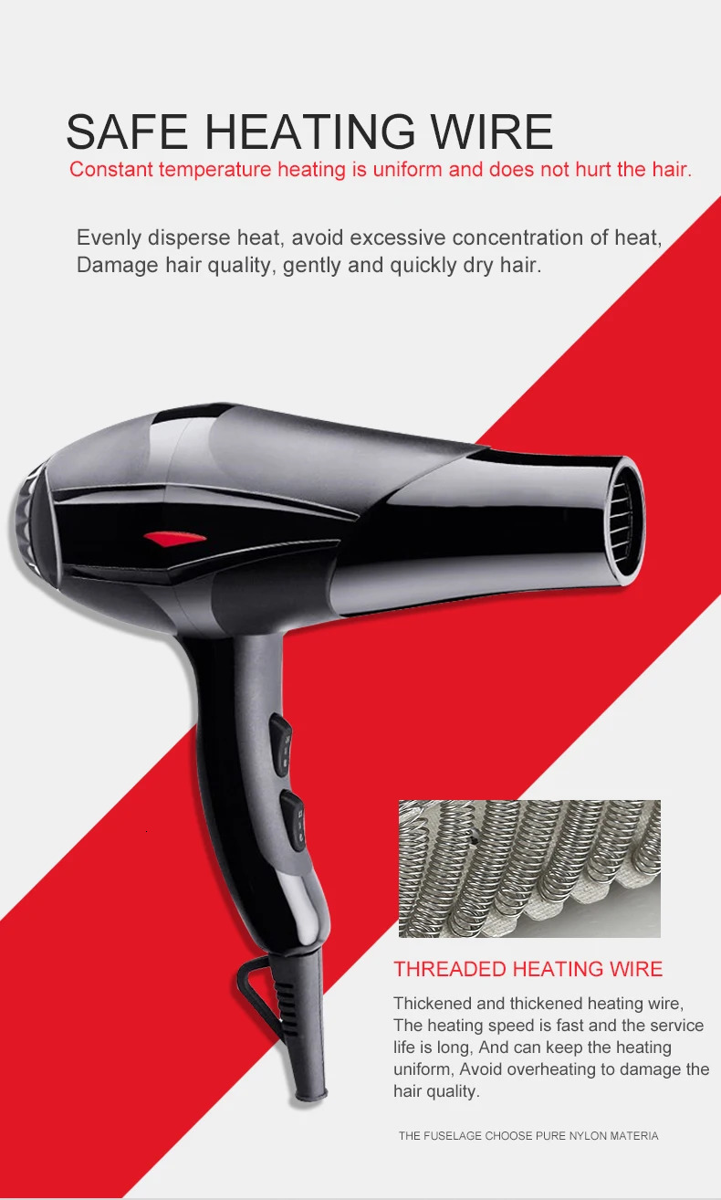 strong Power Hair Dryer for Hairdressing Barber Salon Tools Blow Dryer Low Hairdryer Hair Dryer Fan 220240V 240708