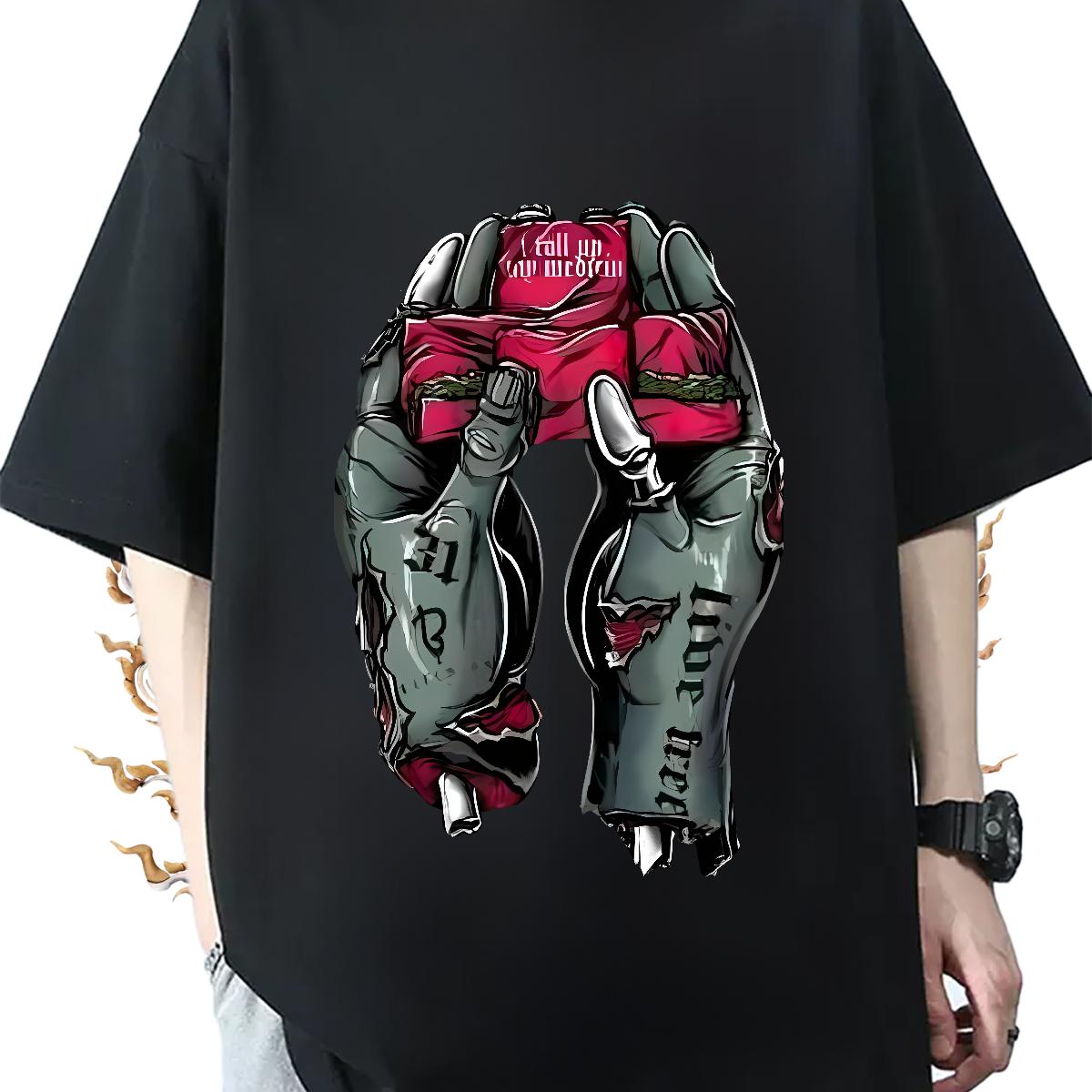 Loose Mens Tshirts Cotton Breathable Outdoor T-Shirts Anime Print Fashion Designer Tees