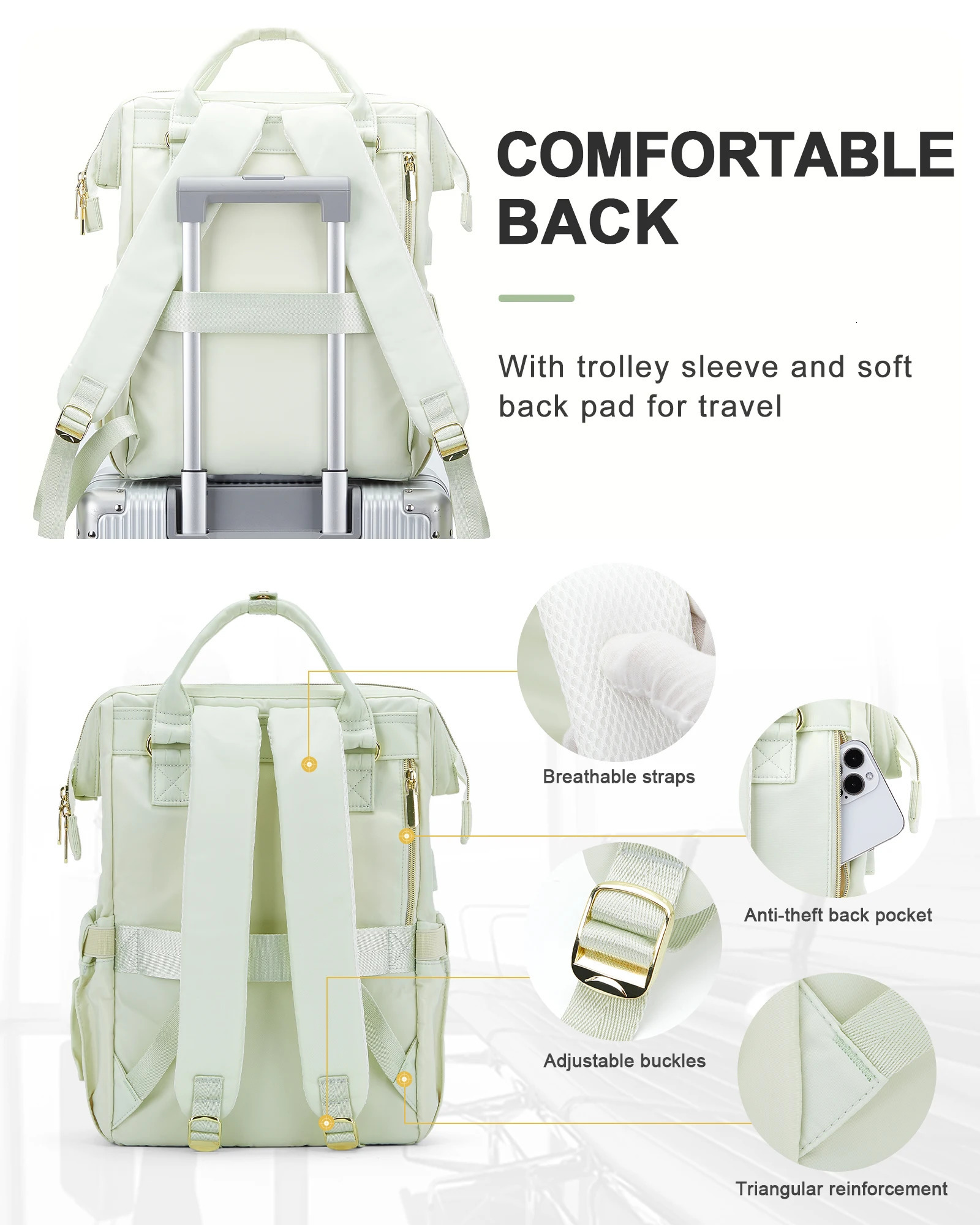Womens laptop backpack waterproof travel work backpack wallet fashionable business teacher nurse computer bag with USB port 240704