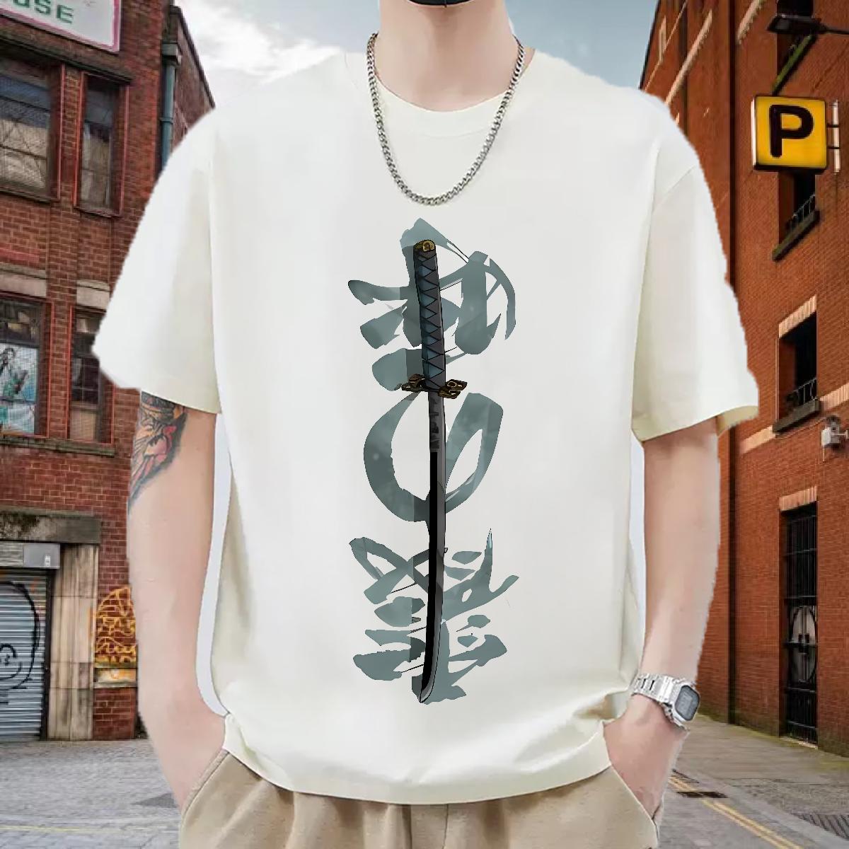 Loose Fit Mens T Shirts Street Casual Crew Neck Cotton Breathable Tshirts 2024 Summer Custom Anime Tops Shirt