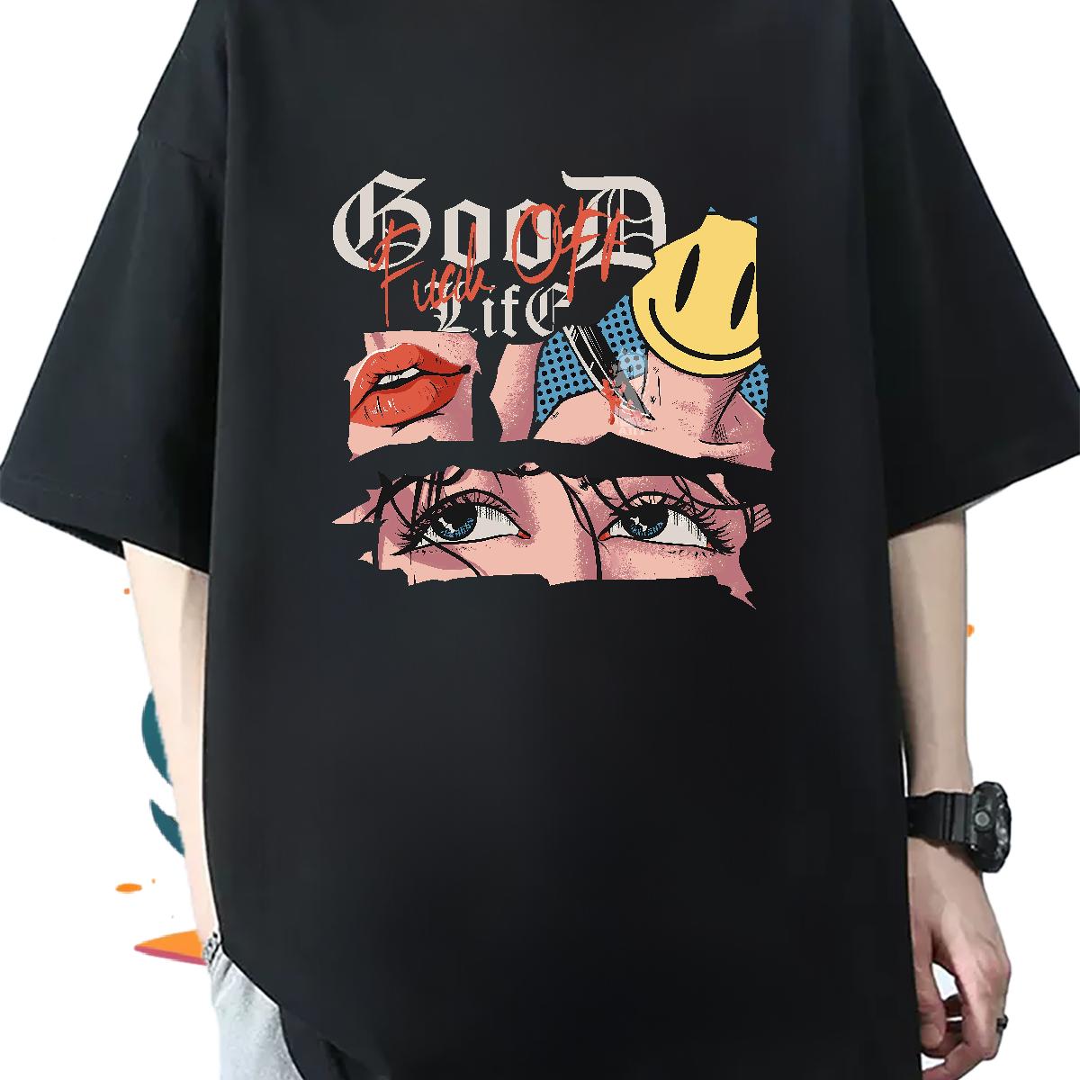 Cool Design T-Shirts for Men Street Wear Short sleeve Cotton Soft Men Tops Tees Fashion Anime Print Tees Shirts