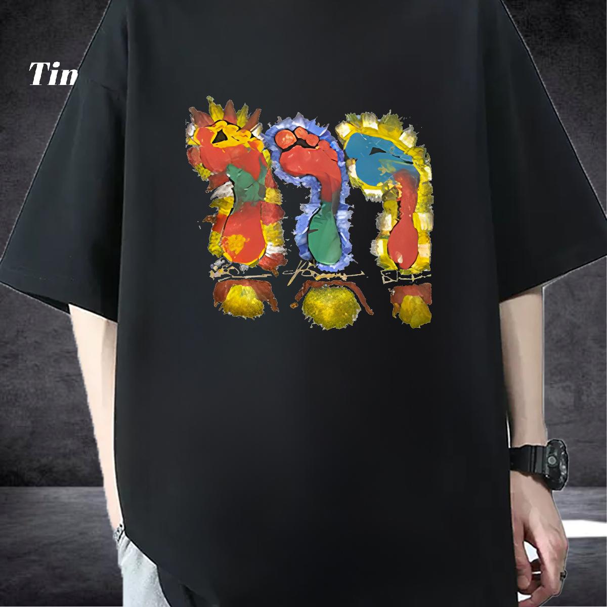 2024 Summer Men T Shirts Black Oversized Beach Men Clothes T-Shirt Breathable Short Sleeve Cool Design