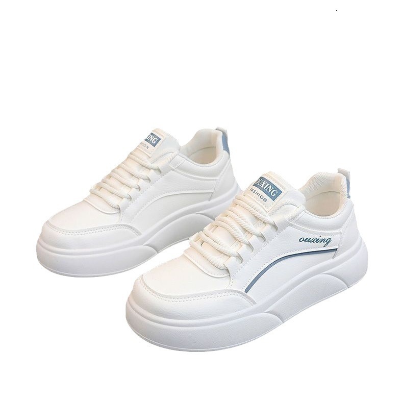 Ddmysports White Women S Thick Soled Versatile Sports Board Shoes Cm Height Increase Simple And Comfortable Paired With Skirts For Casual Running OUTD